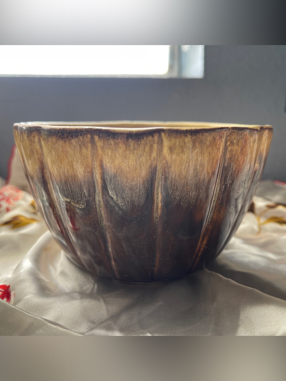Vintage USA CALIF Rustic Brown Glazed Ceramic Planter P-2